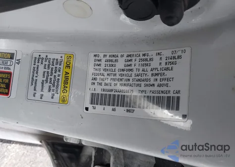 2010 Acura Tl 3.5 z USA, uszkodzony, nr VIN 19UUA8F24AA024675